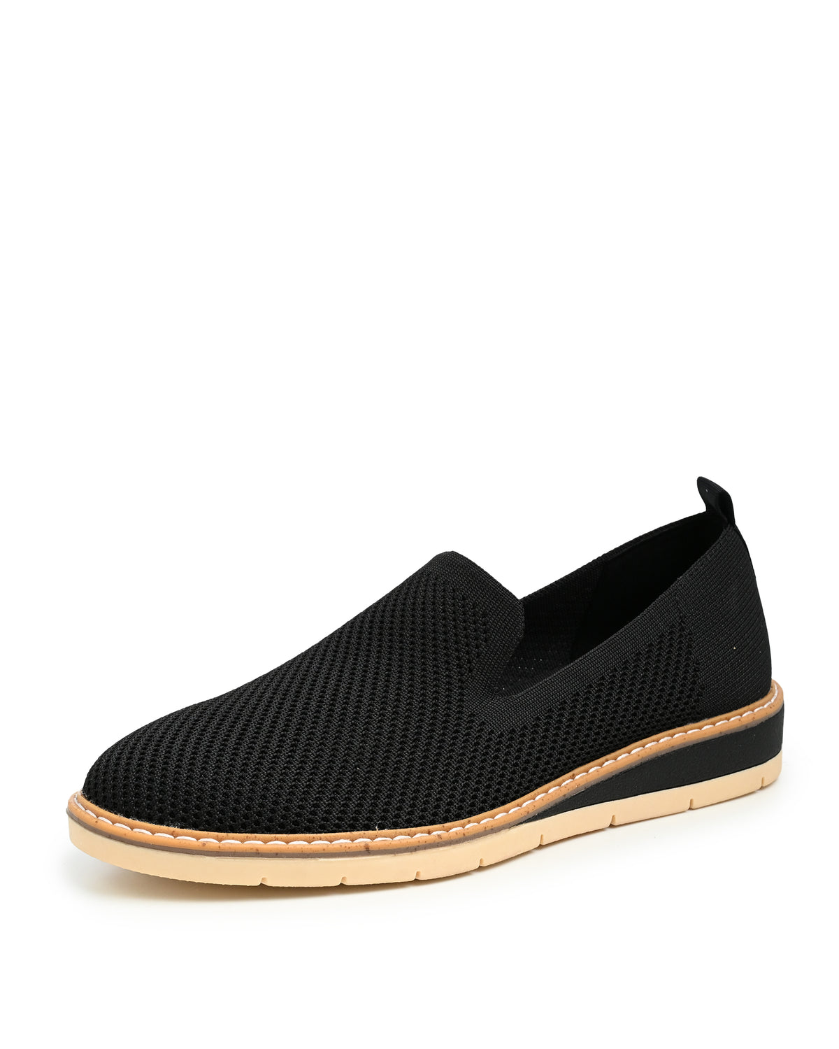 Alba Stretch Knit Slip On Flat in Black Knit