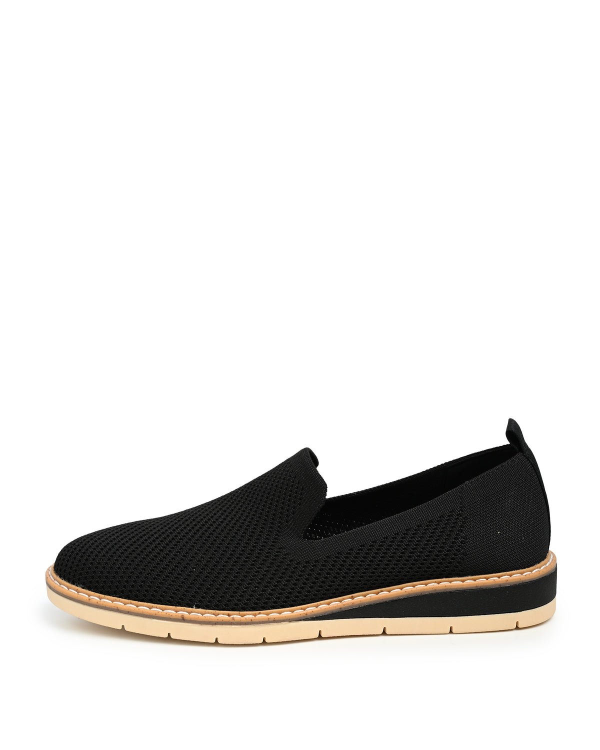 Alba Stretch Knit Slip On Flat in Black Knit