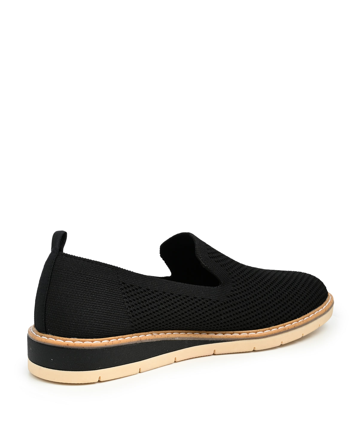 Alba Stretch Knit Slip On Flat in Black Knit