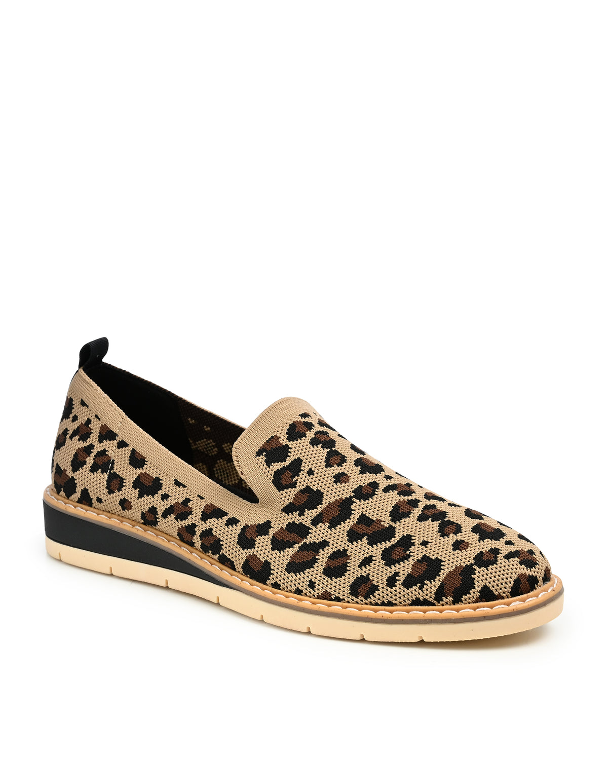 Alba Stretch Knit Slip On Flat in Leopard Knit