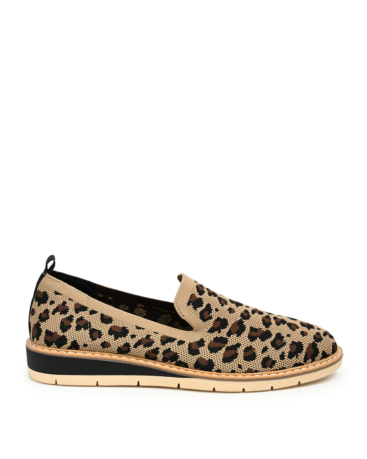 Alba Stretch Knit Slip On Flat in Leopard Knit
