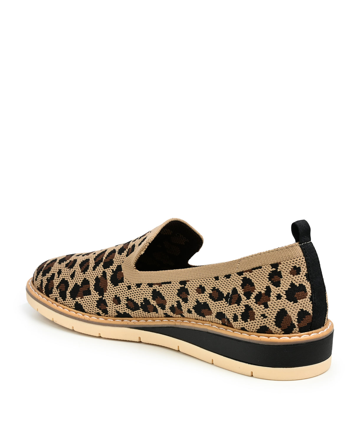 Alba Stretch Knit Slip On Flat in Leopard Knit