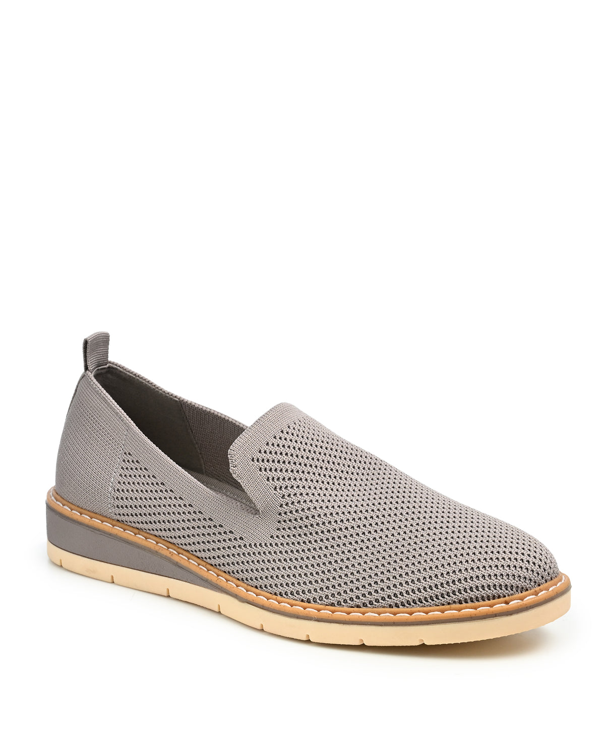 Alba Stretch Knit Slip On Flat in Taupe Knit