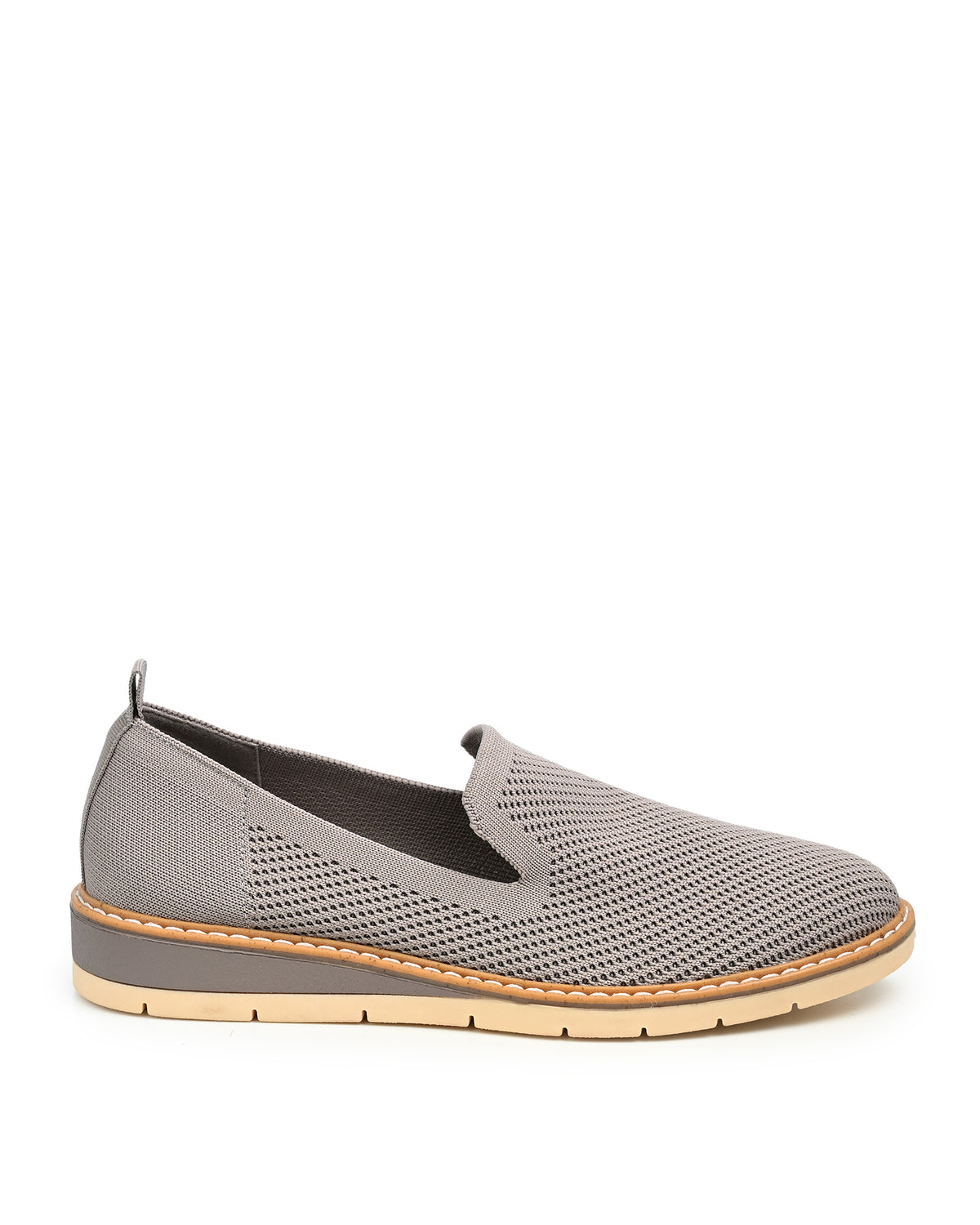 Alba Stretch Knit Slip On Flat in Taupe Knit
