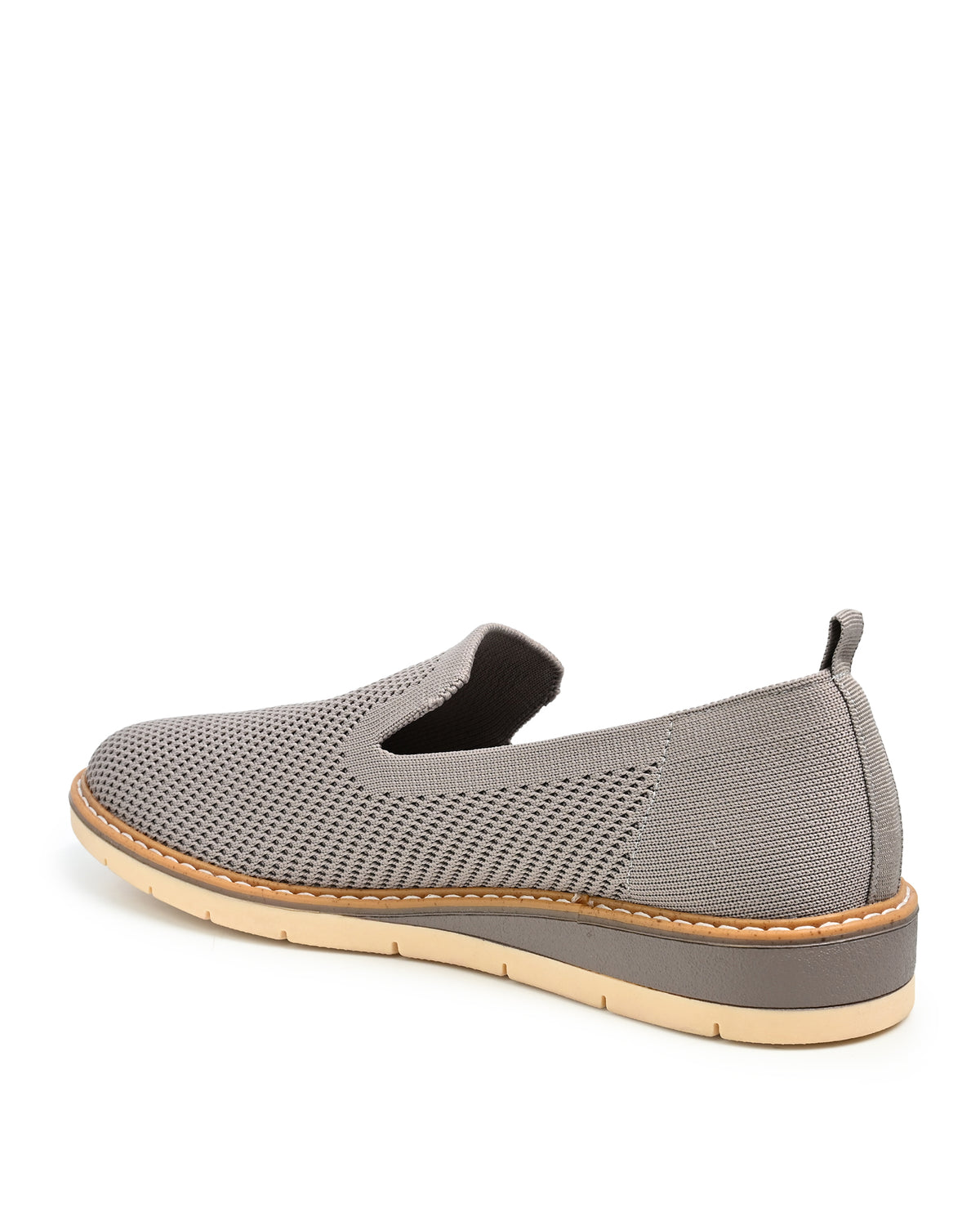 Alba Stretch Knit Slip On Flat in Taupe Knit