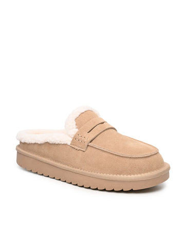 Arianna Faux Shearling Clog Mule in Beige