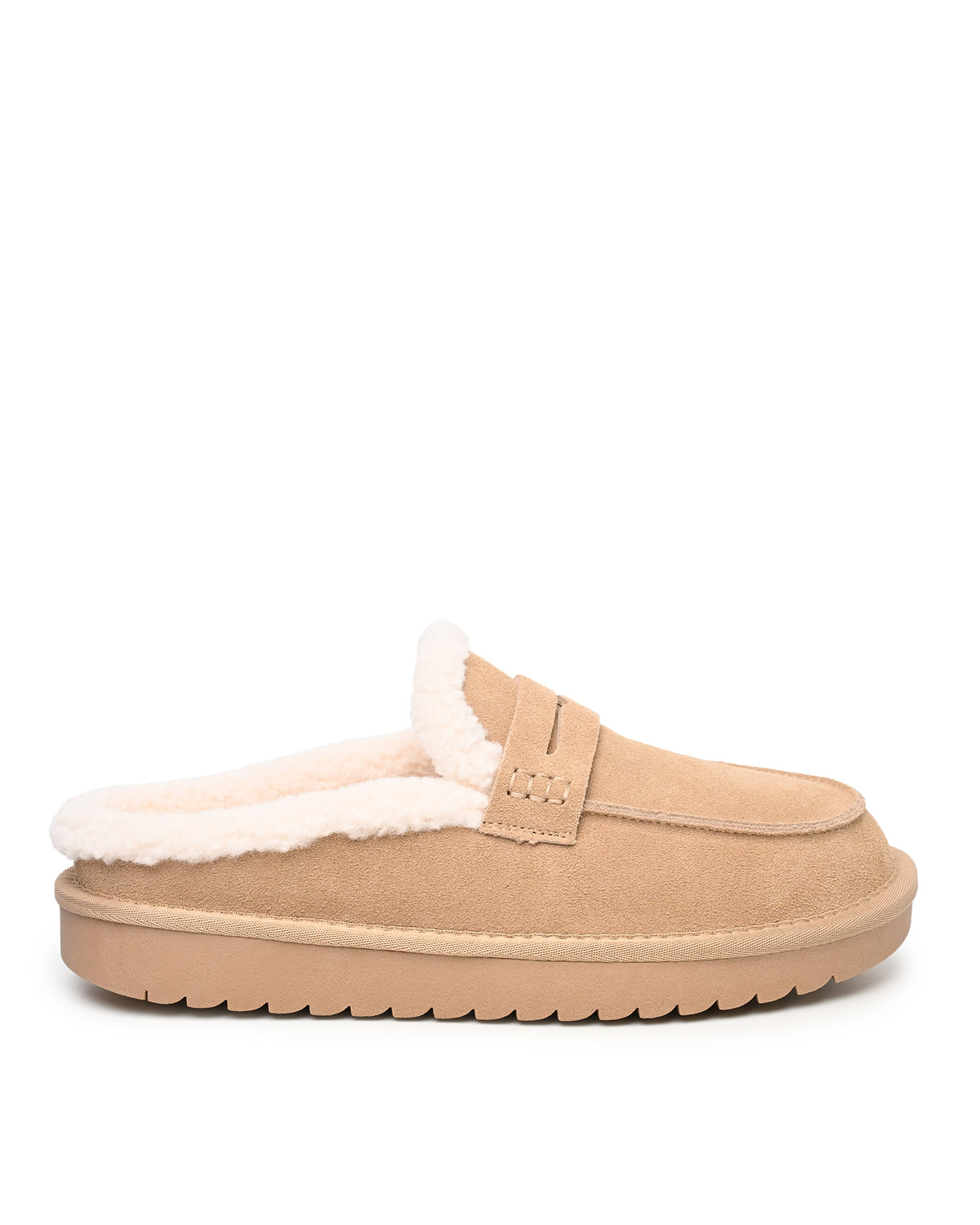 Arianna Faux Shearling Clog Mule in Beige