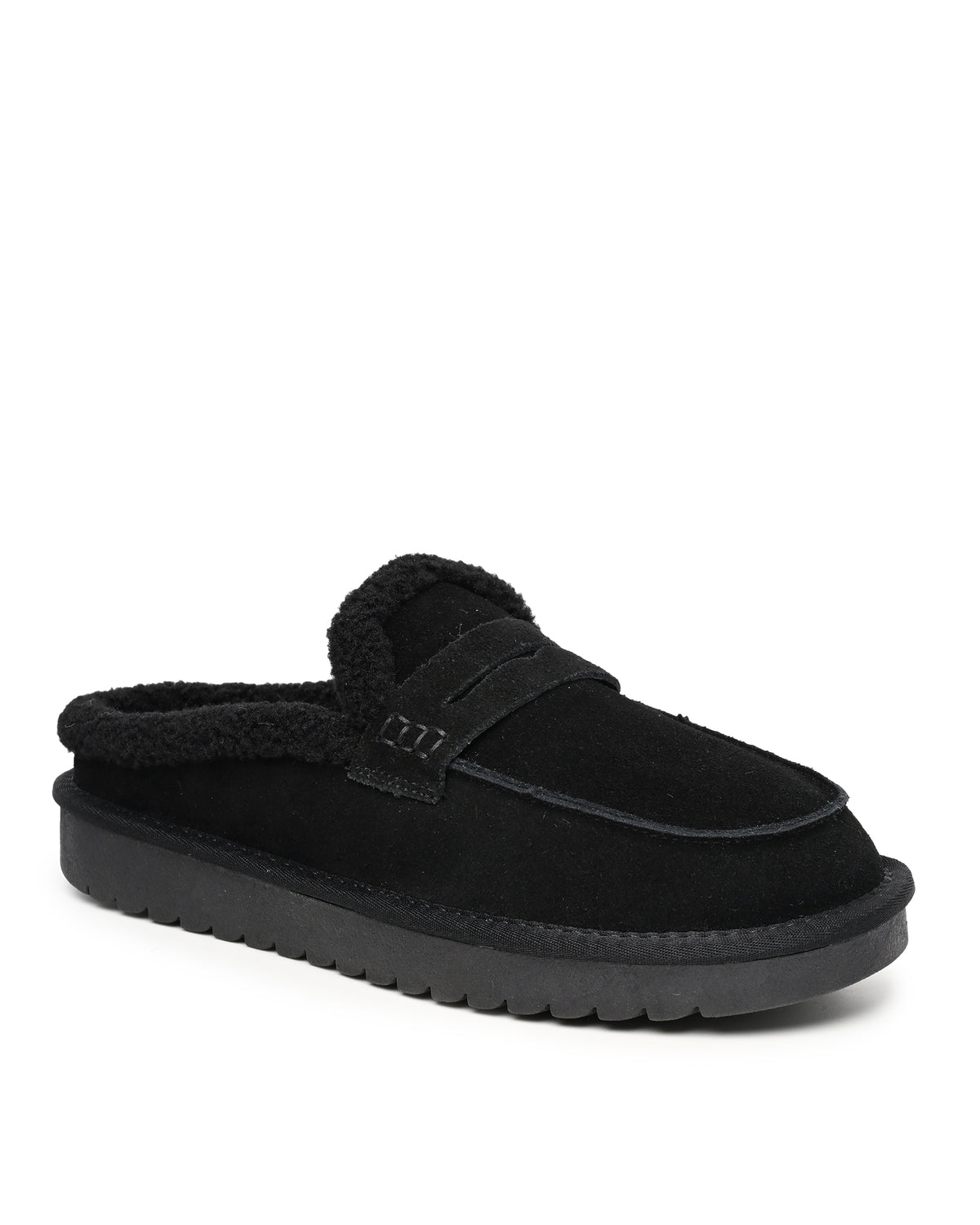 Arianna Faux Shearling Clog Mule in Black