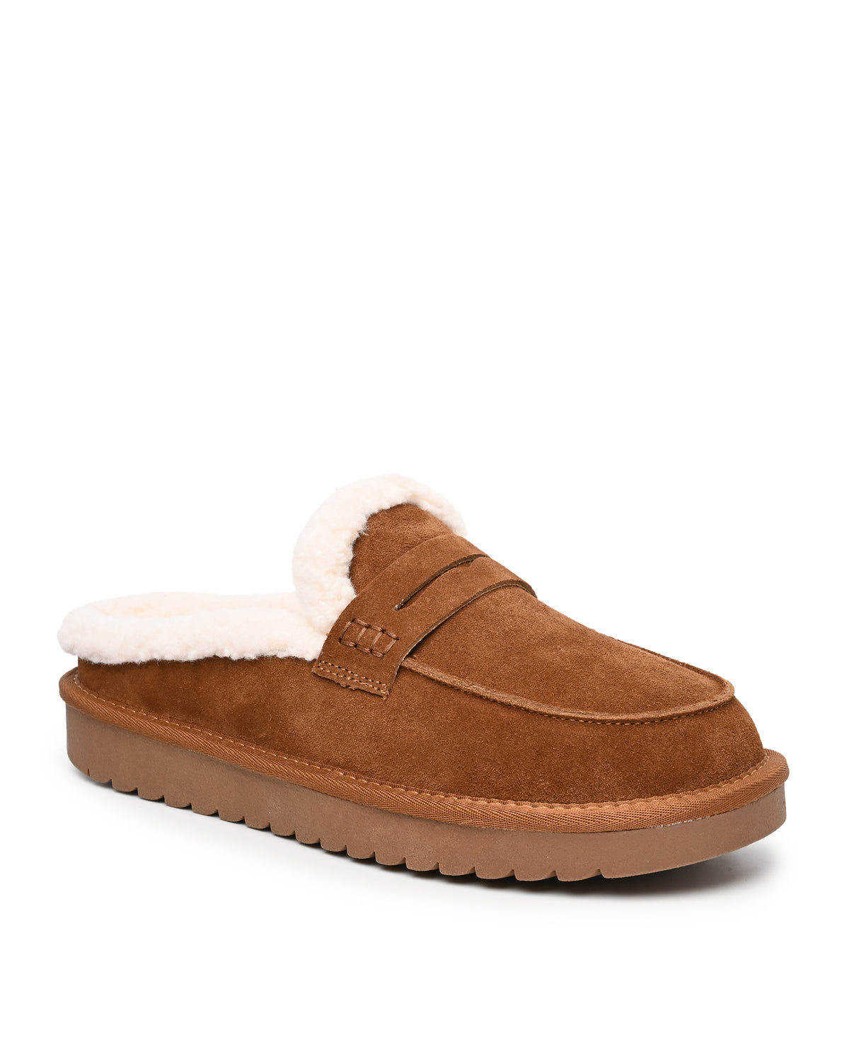 Arianna Faux Shearling Clog Mule in Chestnut