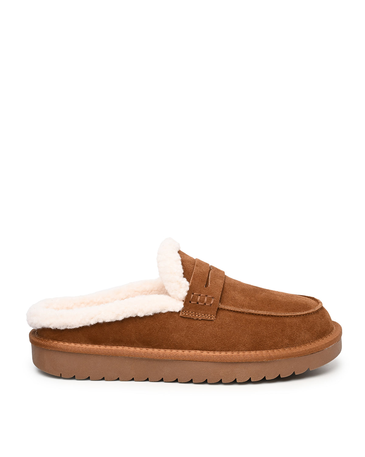 Arianna Faux Shearling Clog Mule in Chestnut