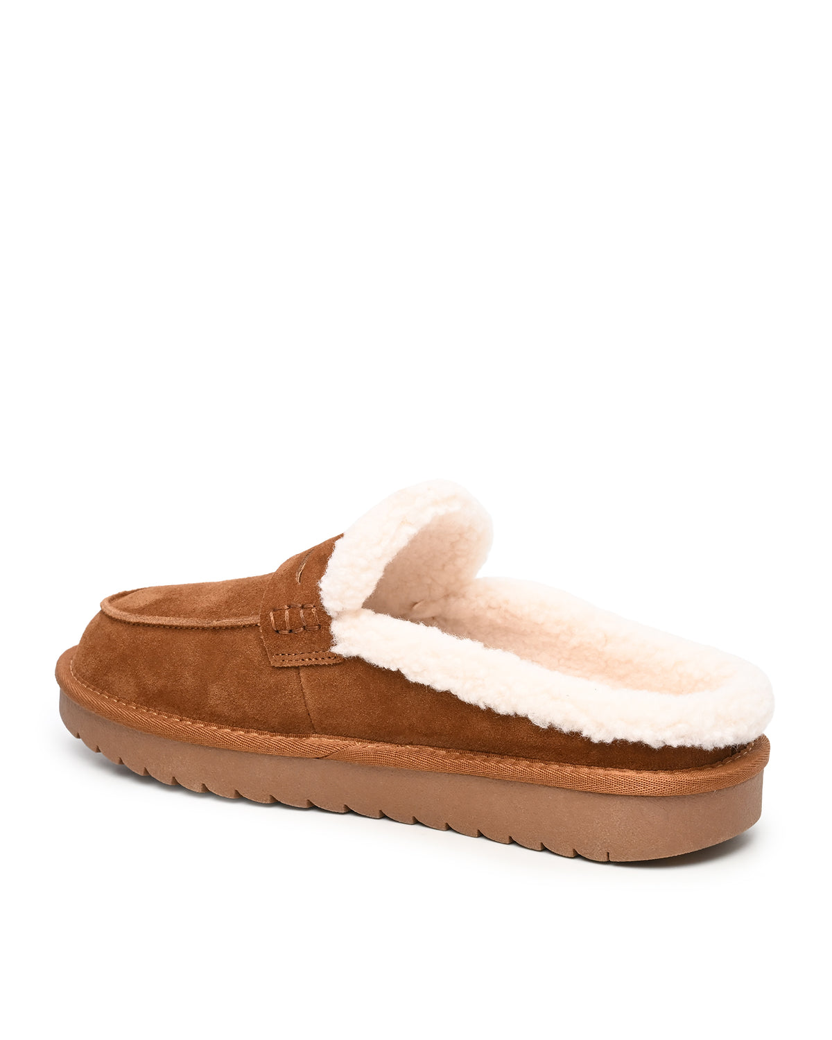 Arianna Faux Shearling Clog Mule in Chestnut