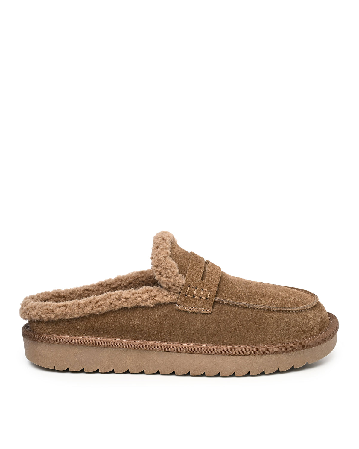 Arianna Faux Shearling Clog Mule in Khaki