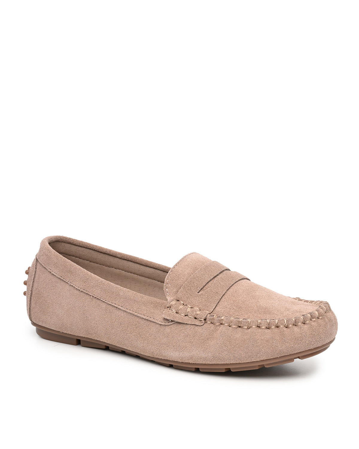 Lorie Driving Moccasin Penny Loafer in Stone
