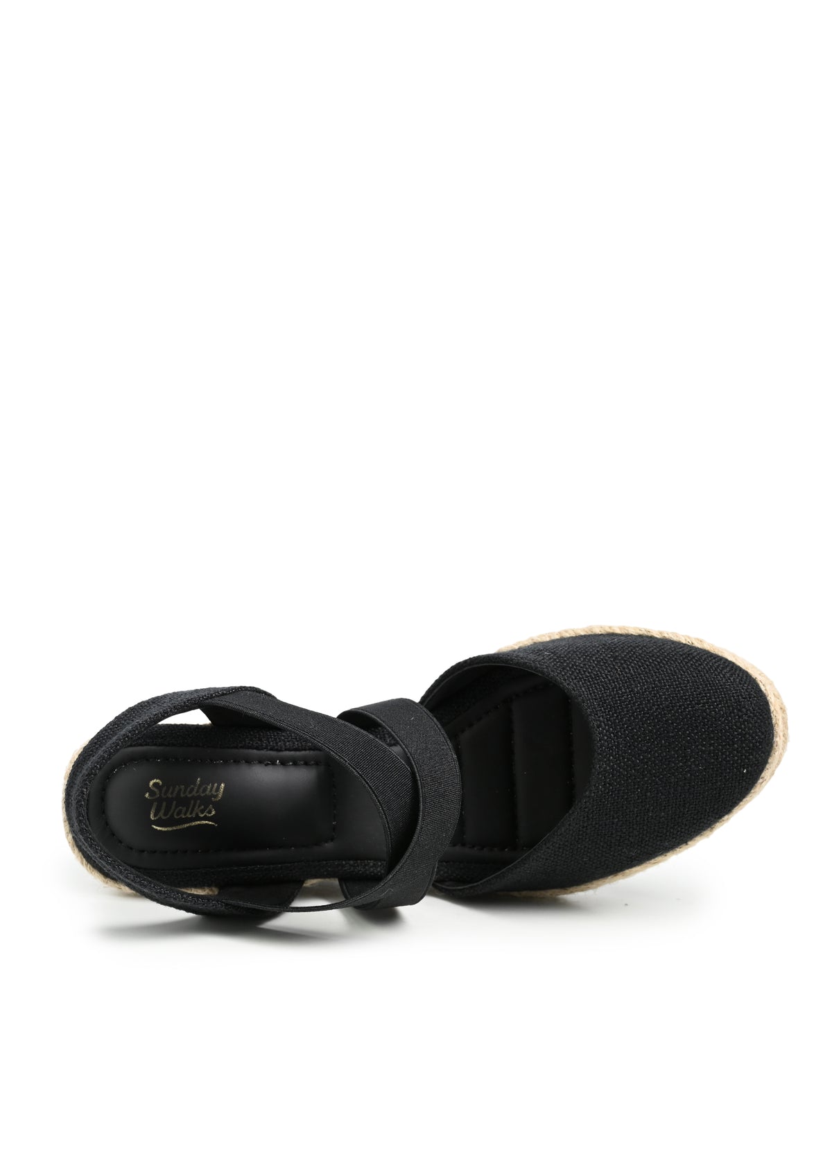 Marla Closed Toe Espadrille Wedge in Black Linen