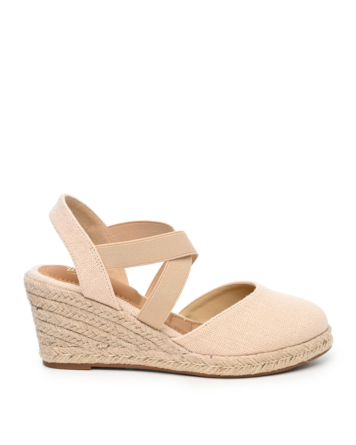 Marla Closed Toe Espadrille Wedge in Nude Linen