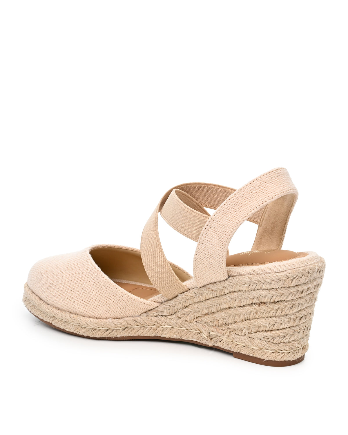Marla Closed Toe Espadrille Wedge in Nude Linen