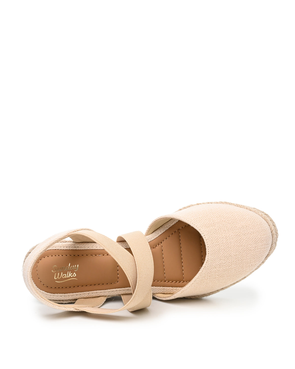 Marla Closed Toe Espadrille Wedge in Nude Linen
