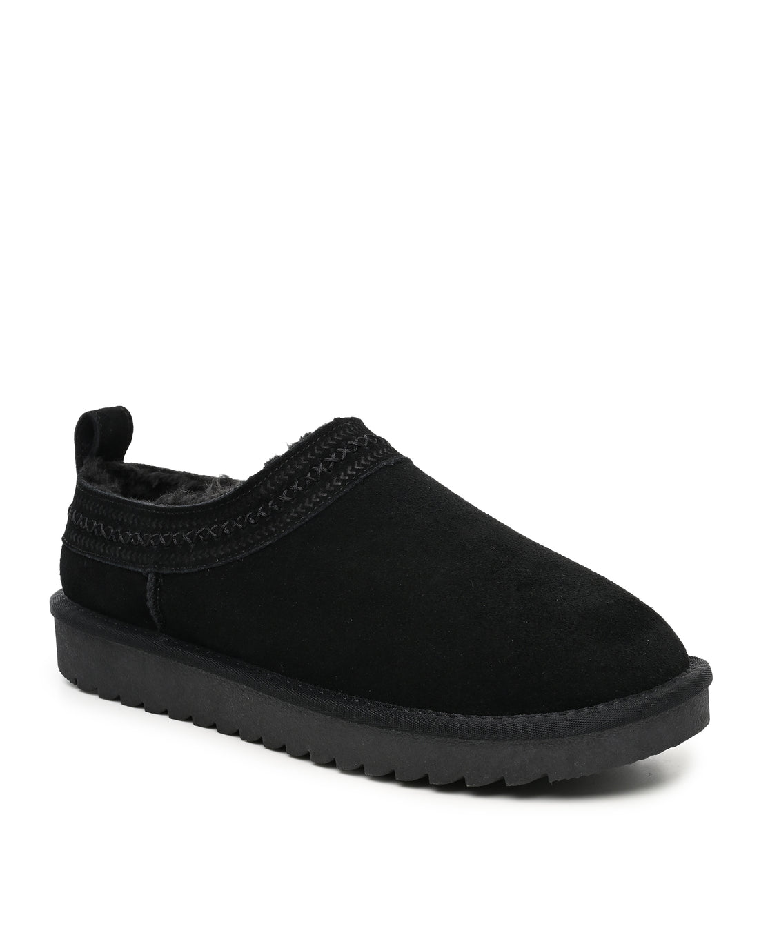 Mellow Faux Shearling Slipper Shoe in Black