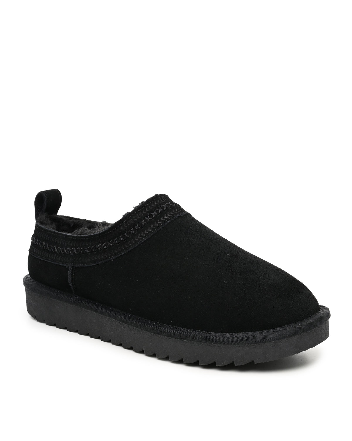 Mellow Faux Shearling Slipper Shoe in Black