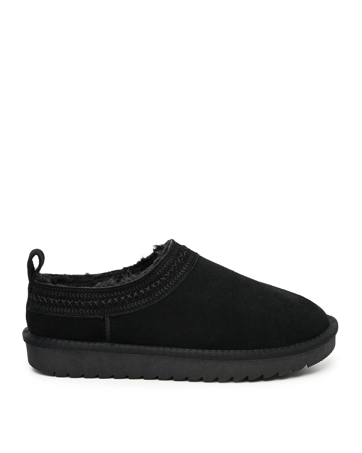 Mellow Faux Shearling Slipper Shoe in Black