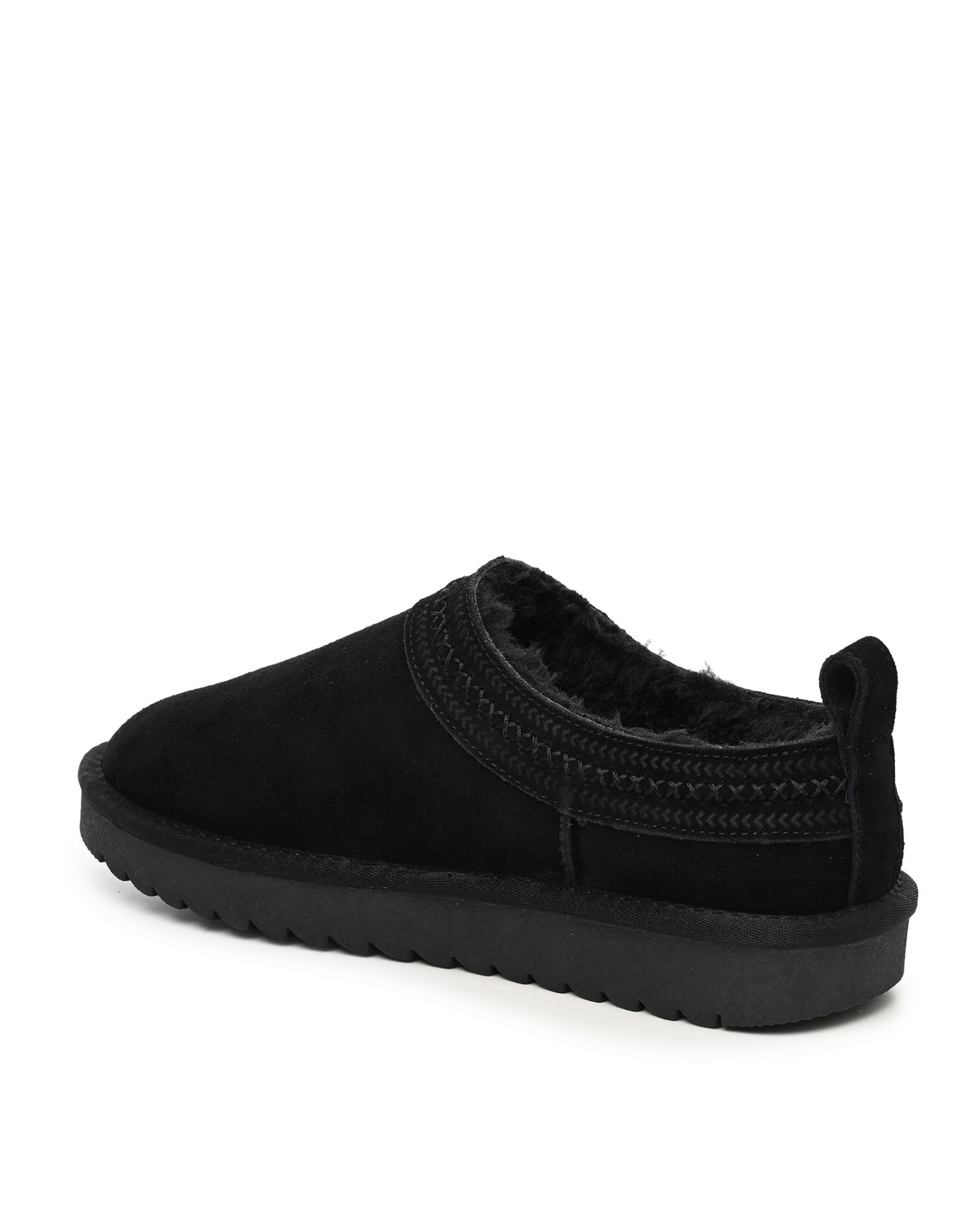 Mellow Faux Shearling Slipper Shoe in Black