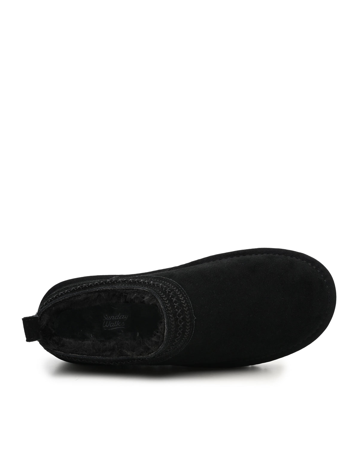 Mellow Faux Shearling Slipper Shoe in Black