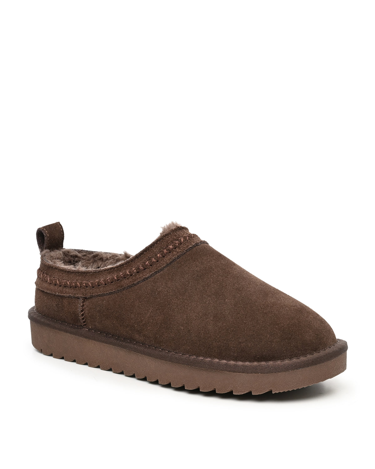 Mellow Faux Shearling Slipper Shoe in Brown