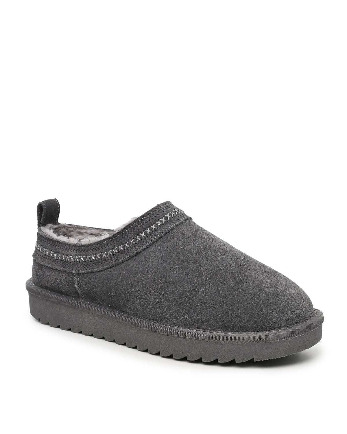 Mellow Faux Shearling Slipper Shoe in Charcoal