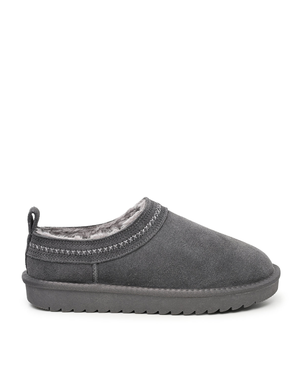 Mellow Faux Shearling Slipper Shoe in Charcoal