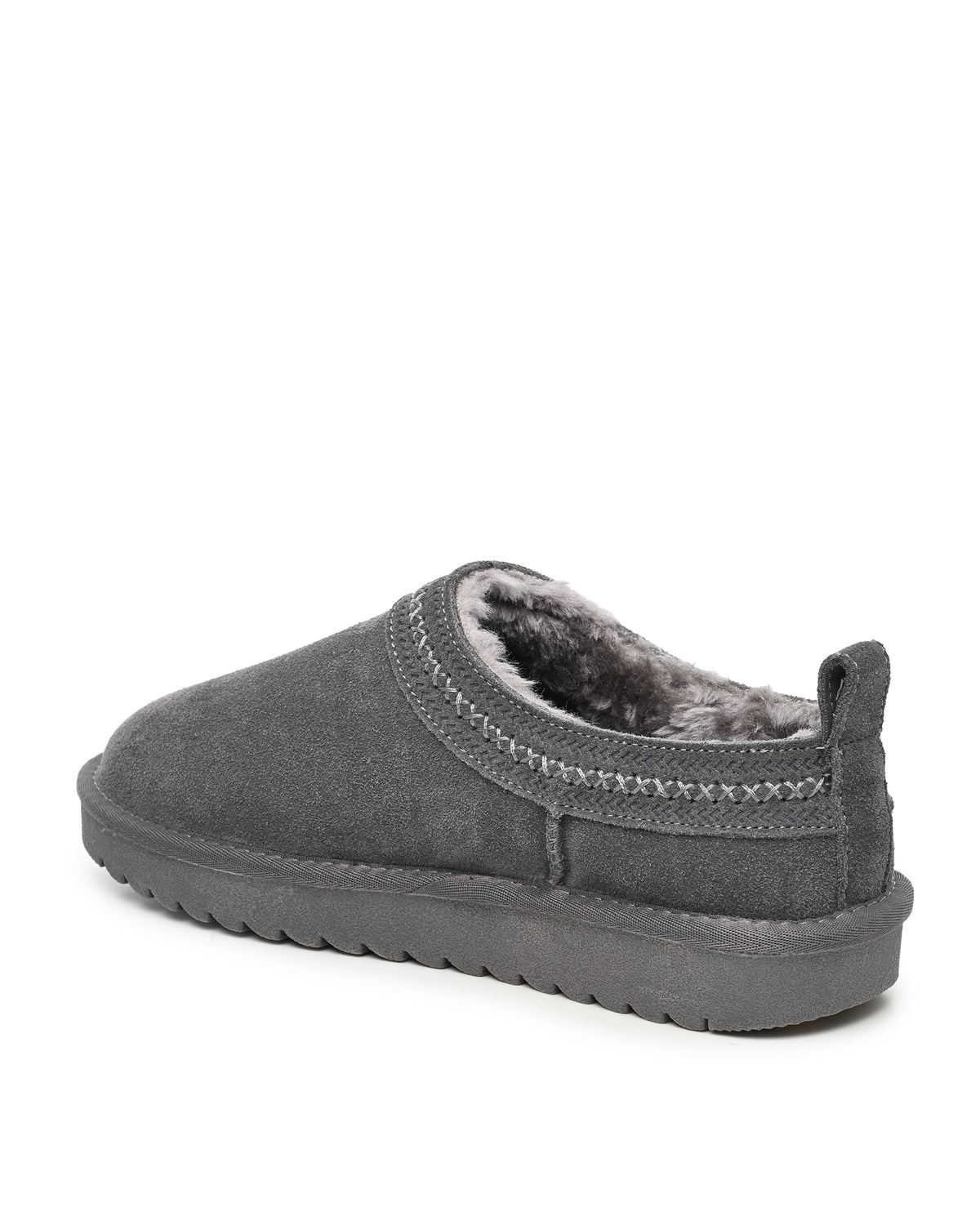 Mellow Faux Shearling Slipper Shoe in Charcoal