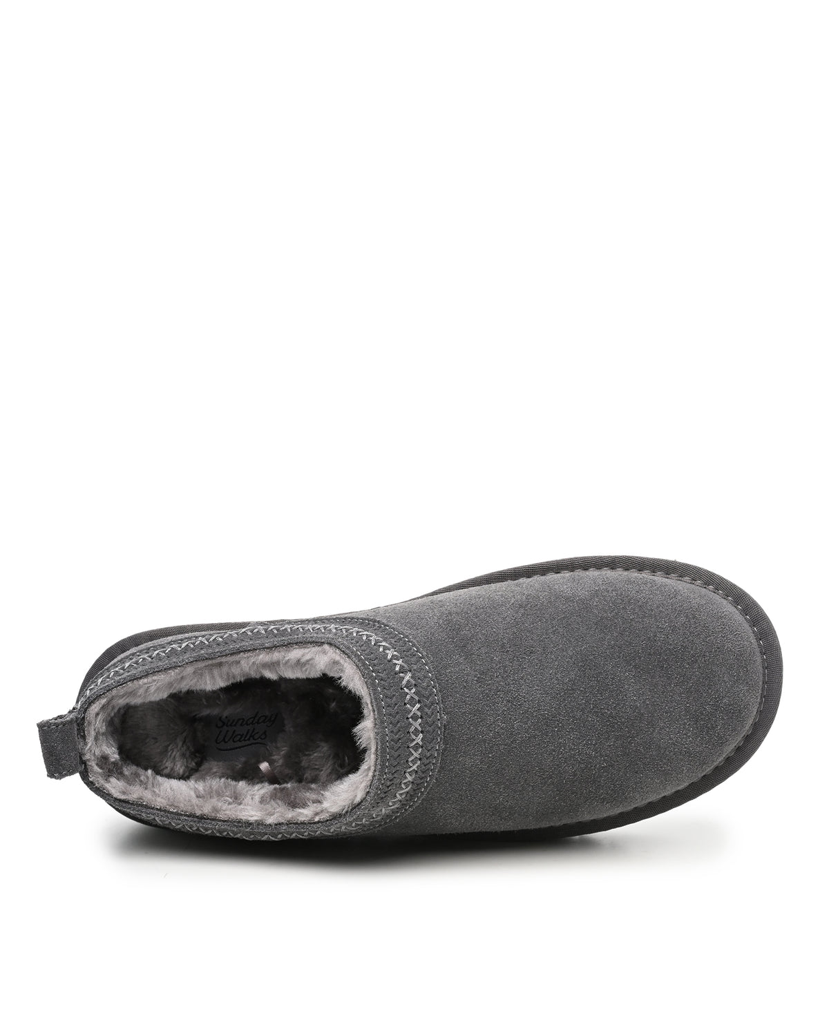 Mellow Faux Shearling Slipper Shoe in Charcoal