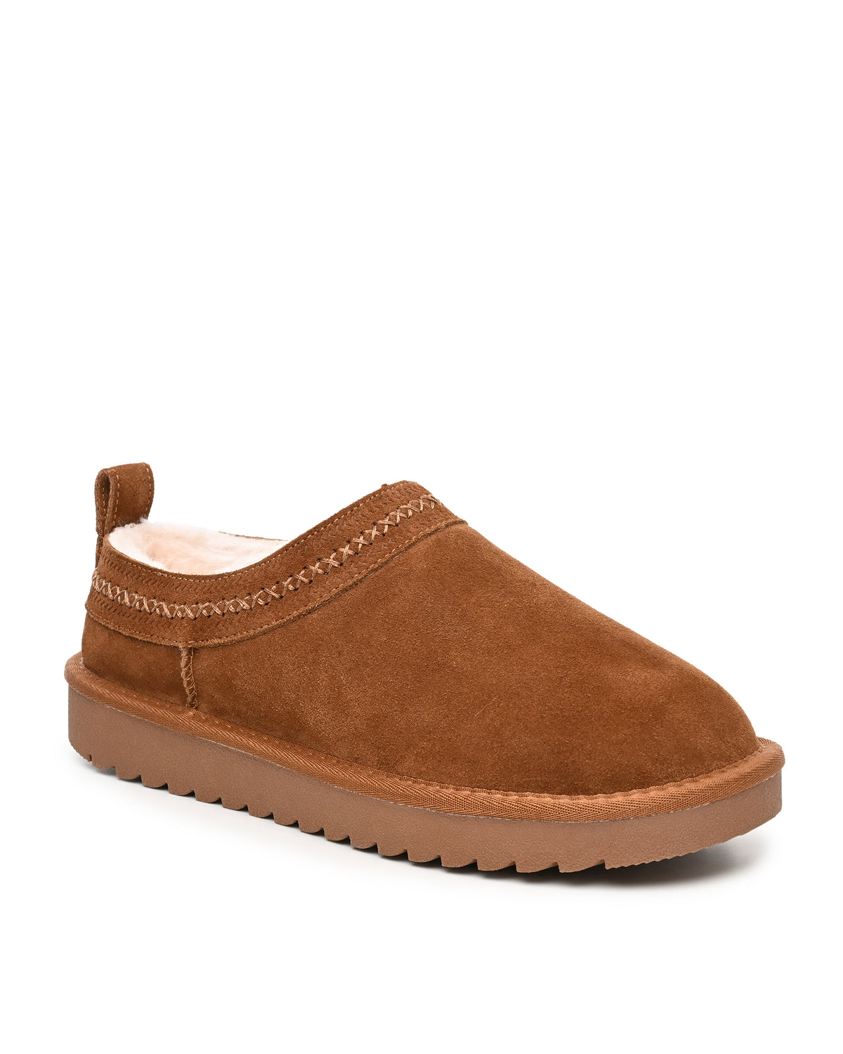 Mellow Faux Shearling Slipper Shoe in Chestnut