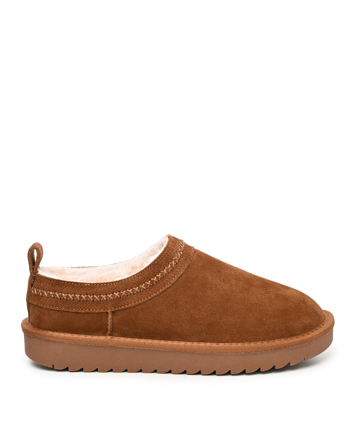 Mellow Faux Shearling Slipper Shoe in Chestnut