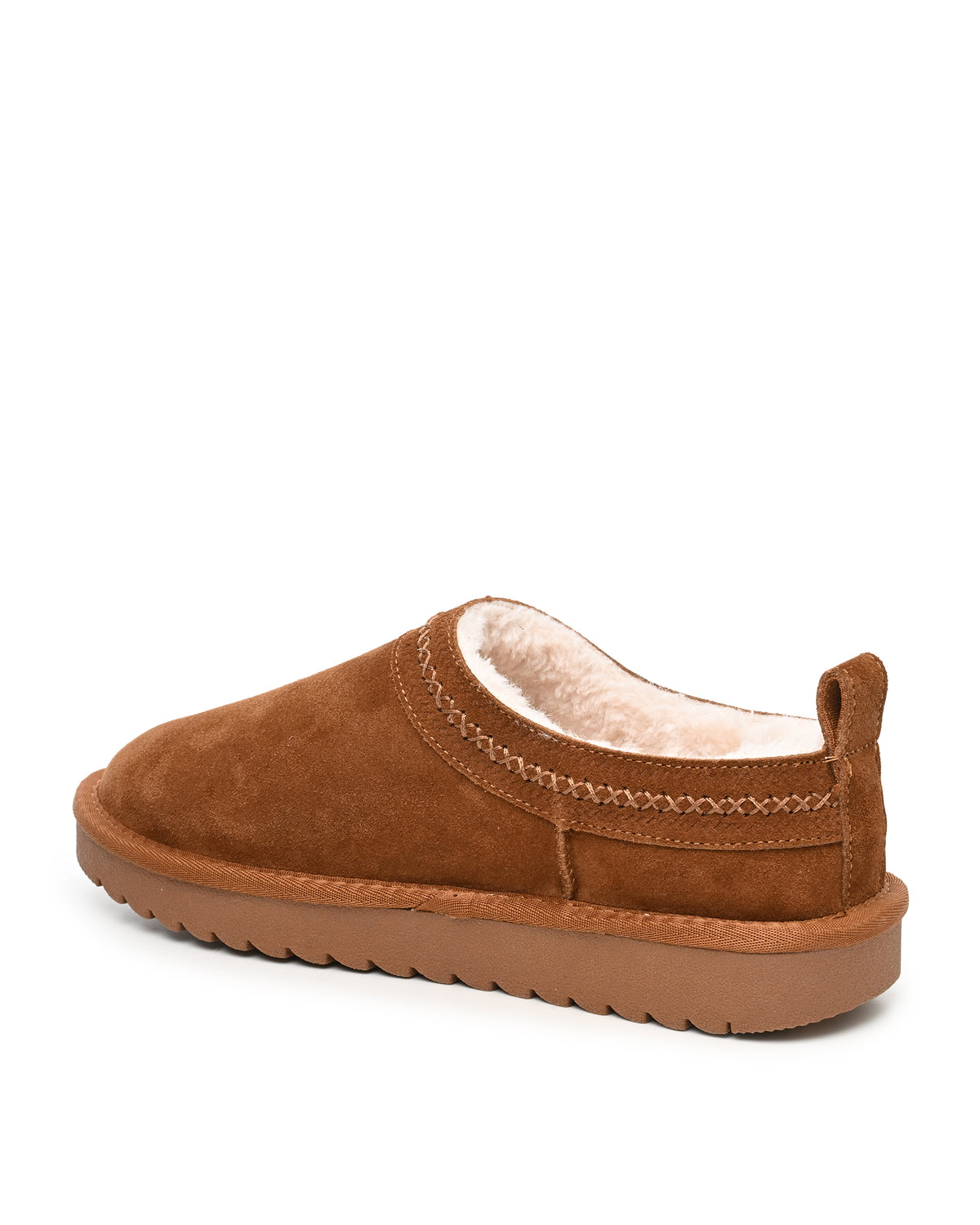 Mellow Faux Shearling Slipper Shoe in Chestnut