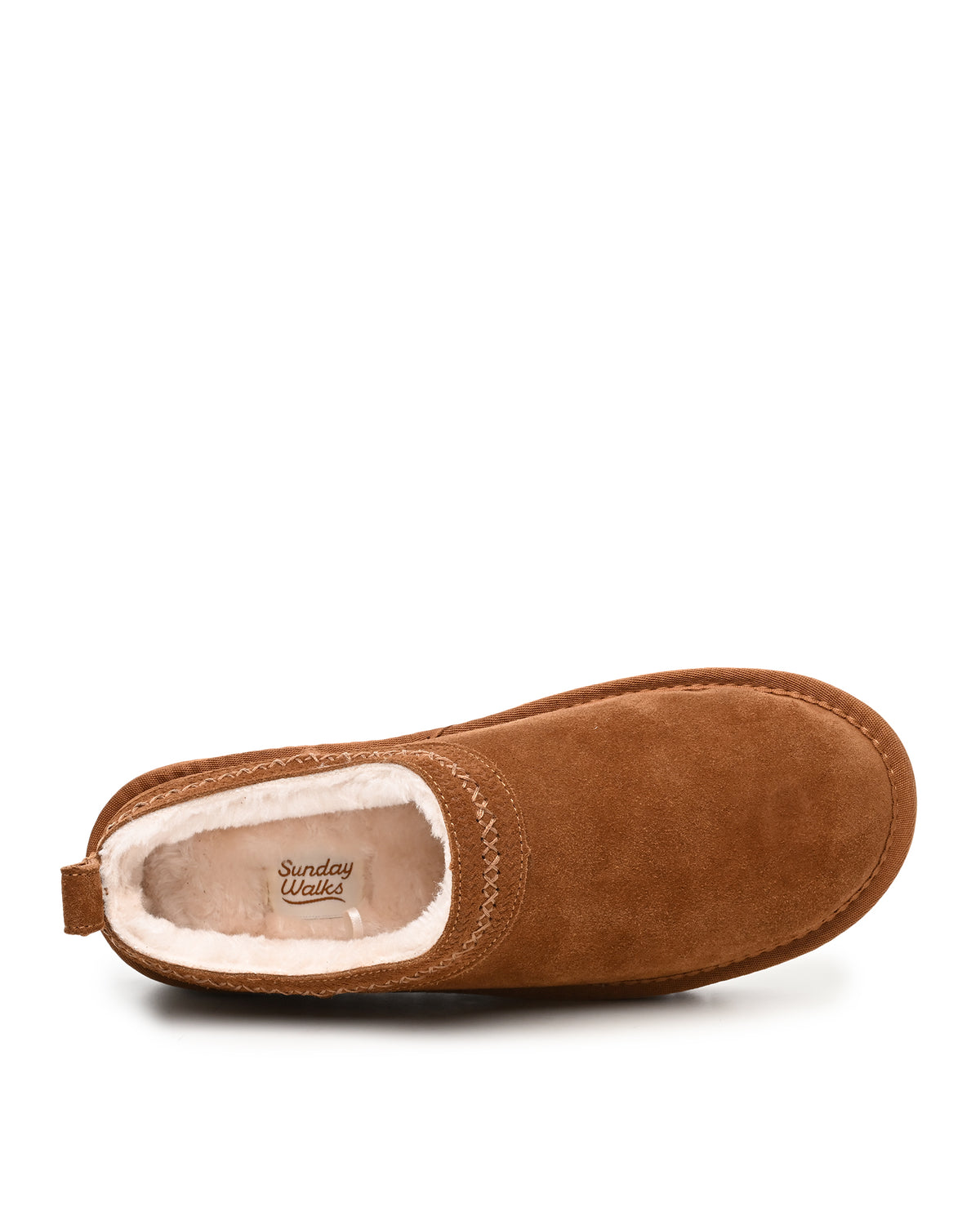 Mellow Faux Shearling Slipper Shoe in Chestnut
