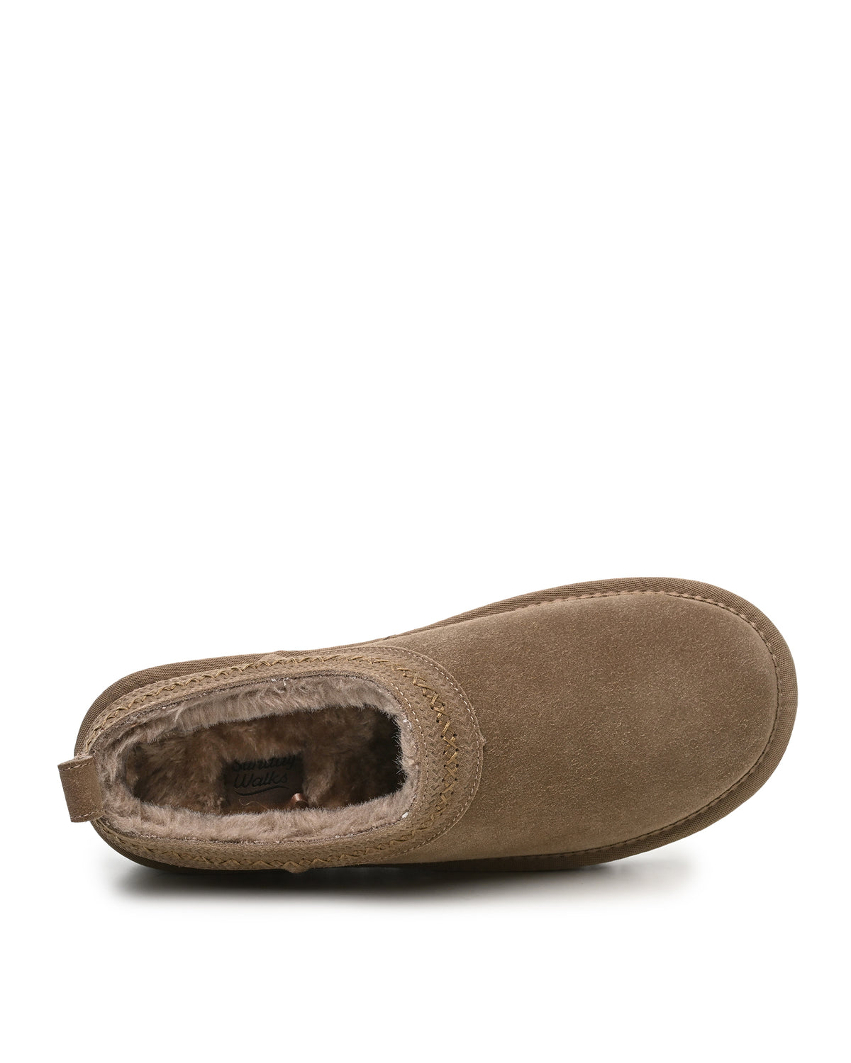 Mellow Faux Shearling Slipper Shoe in Khaki