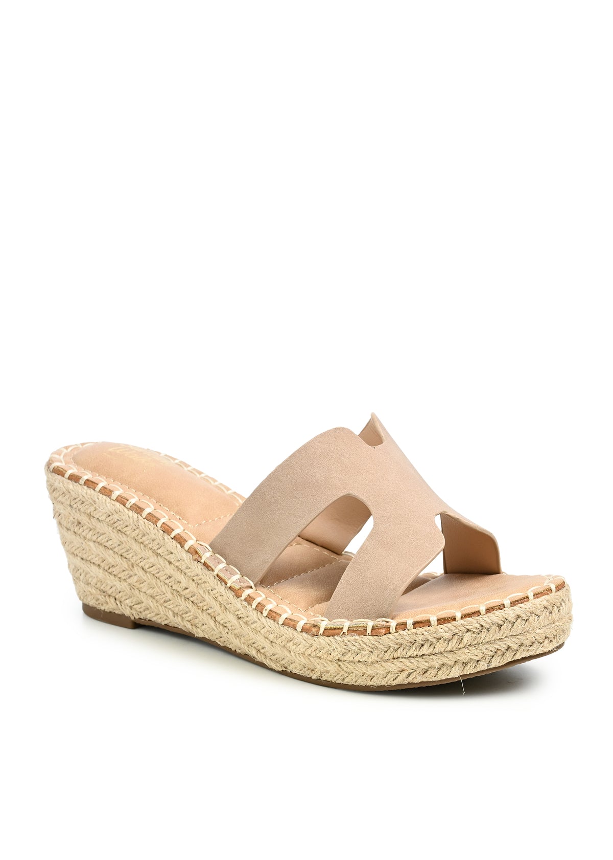 Odet Espadrille Wedge Slide Sandal in Stone Nubuck