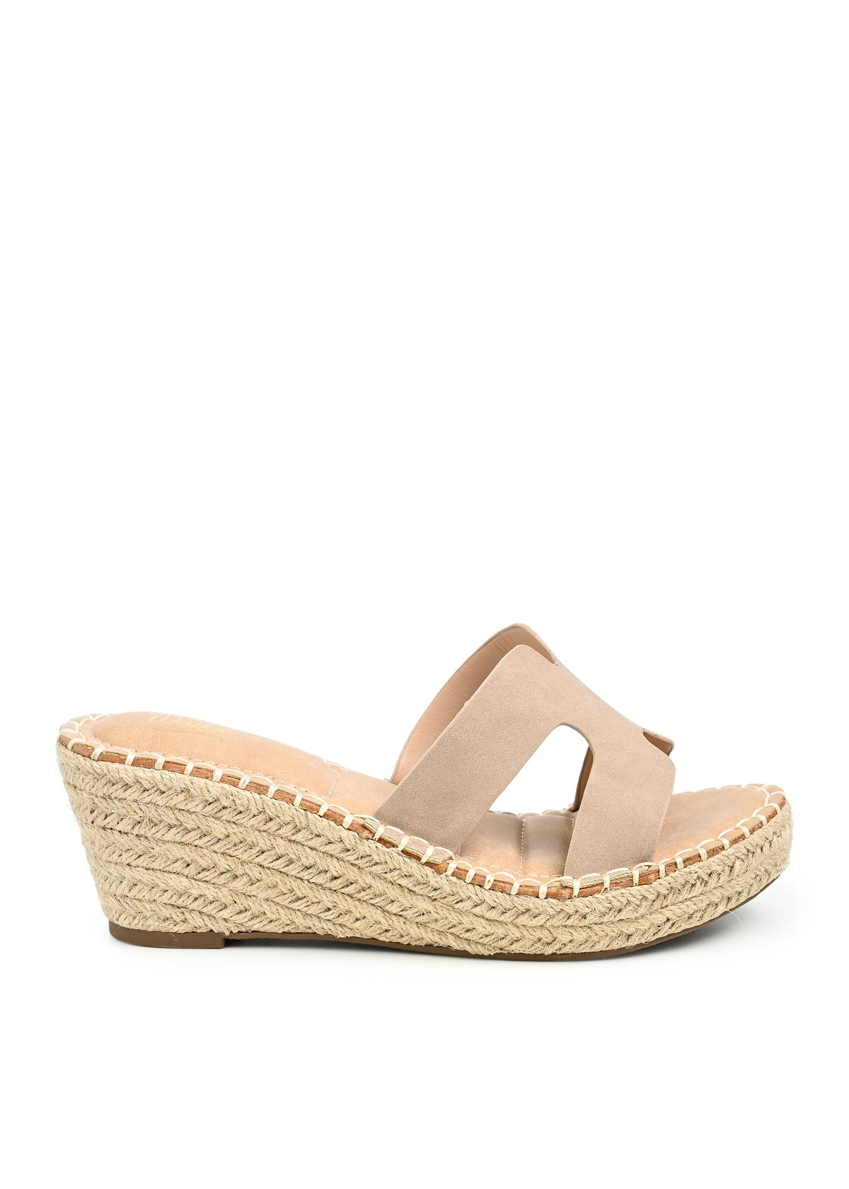 Odet Espadrille Wedge Slide Sandal in Stone Nubuck